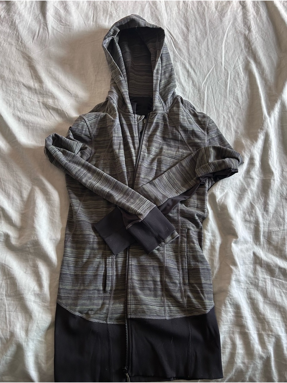 lululemon athletica Gray Striped Performance Top